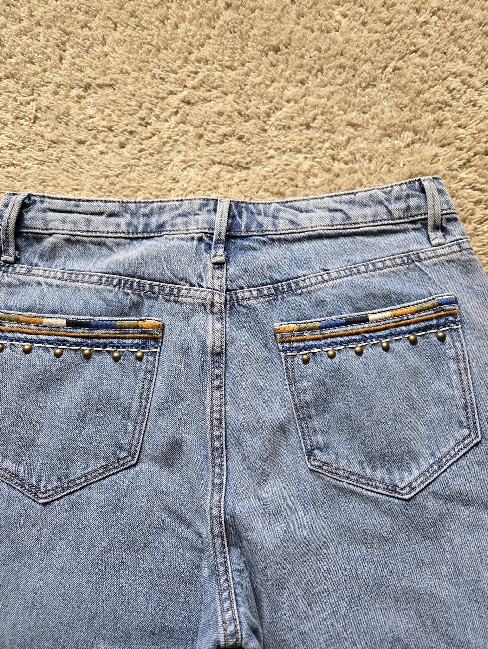 Driftwood Marlena Copper Wide Leg Jeans Womens 28 Embroidered Distressed - Picture 5 of 12